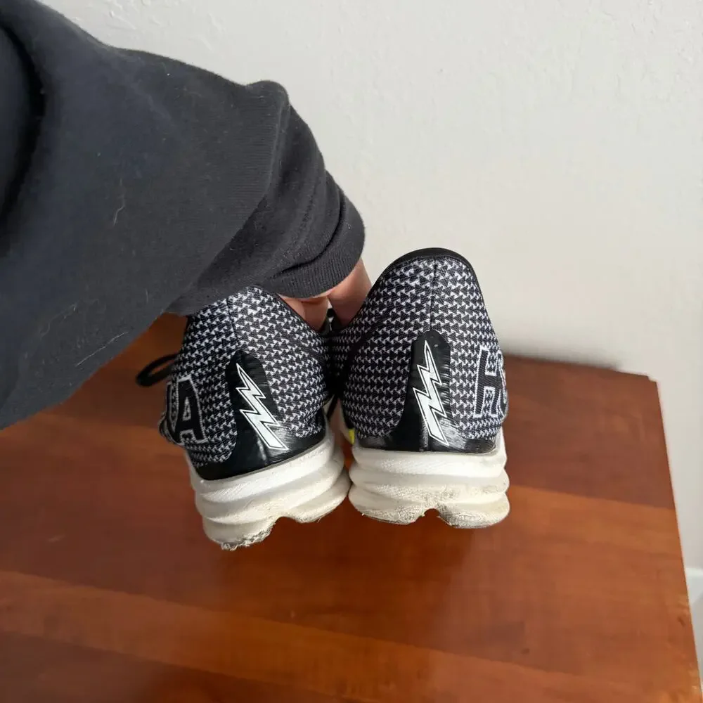 Hoka One One Crescendo MD Black White Athletic Sneaker w/ Spikes Womens 11
